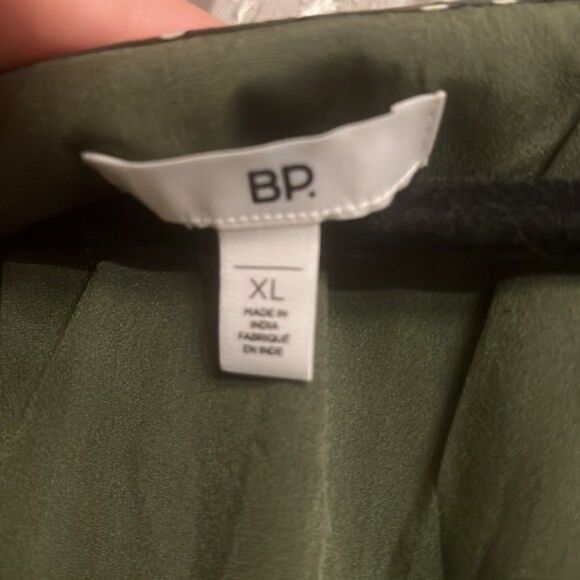 Nordstrom BP Olive Green Print V-Neck Mini Dress Smocked Waist Cap Sleeve- xl - Picture 3 of 5